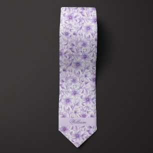 Cravate Motif floral lavande