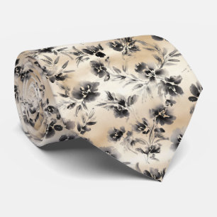 Cravate Motif floral lavis à l'encre