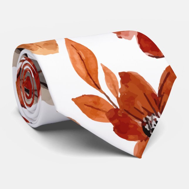 Cravate Motif floral marron (Roulé)