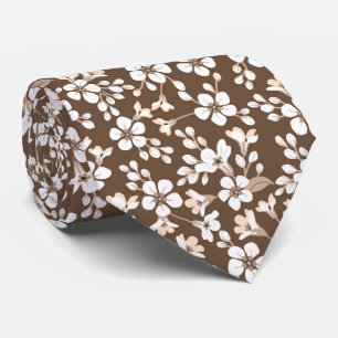 Cravate Motif floral mignon brun rétro