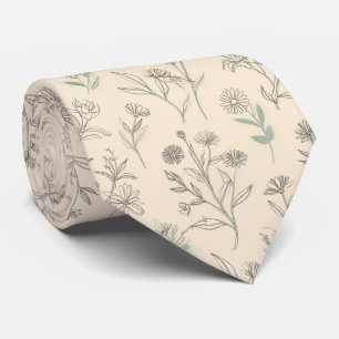 Cravate Motif floral minimaliste botanique