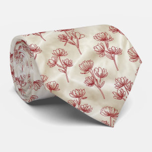 Cravate Motif floral minimaliste rouge en ligne