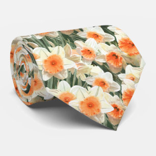 Cravate Motif floral moderne de la pêche blanche Corail Da