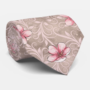 Cravate Motif floral rose