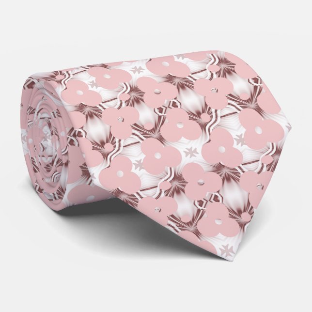 Cravate Motif floral rose croisé maltais (Roulé)