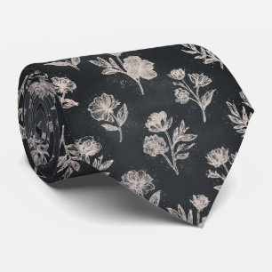 Cravate Motif floral tableau noir