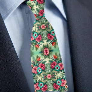 Cravate Motif Floral Tropical