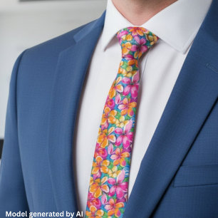 Cravate Motif floral tropical coloré