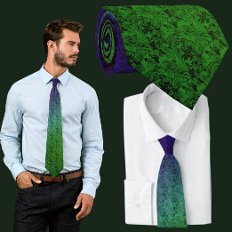 Cravate Motif Floral Vert Bleu