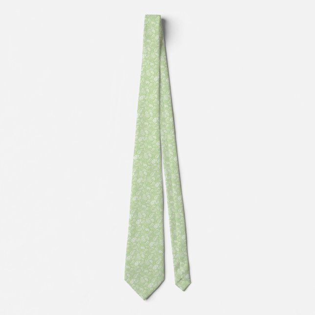 Cravate Motif floral vert clair de Paisley (Devant)