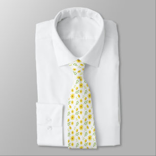 Cravate Motif floral vert jaune
