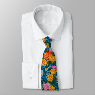 Cravate Motif floral Vintage rustique coloré en bleu (2)