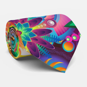 Cravate Motif funky rétro Abstrait Bohème
