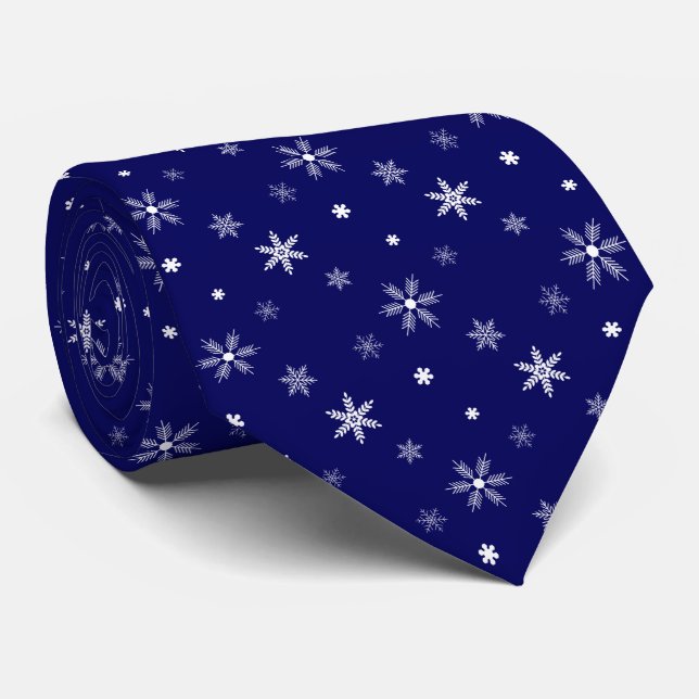 Cravate motif géométrique bleu saisonnier blanc (Roulé)