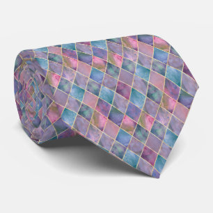 Cravate Motif géométrique diamant aquarelle Harlequin