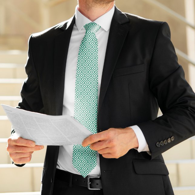 Cravate Motif géométrique Emerald and White Diamonds (Créateur téléchargé)