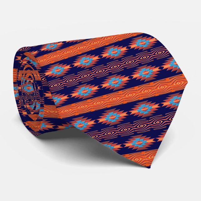 Cravate Motif géométrique ethnique. (Roulé)