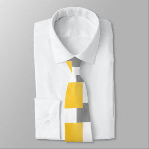 Cravate Motif géométrique gris jaune
