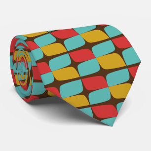 Cravate Motif géométrique rétro sur brun