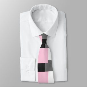 Cravate Motif géométrique rose gris noir et blanc
