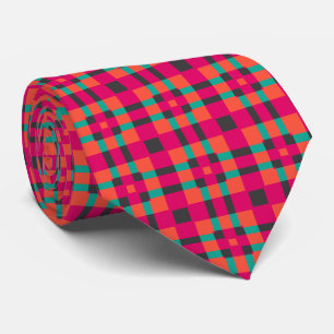 Cravate Motif géométrique Tartan rose