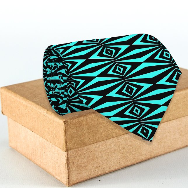 Cravate Motif géométrique Turquoise et noir tendance (Créateur téléchargé)