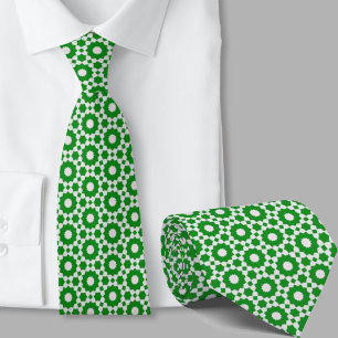 Cravate Motif géométrique vert et blanc irlandais