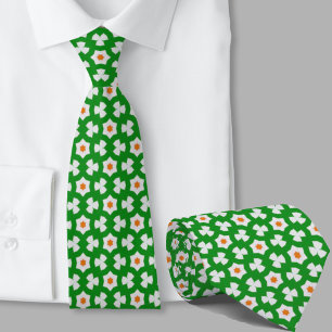 Cravate Motif géométrique vert et orange Irlandais