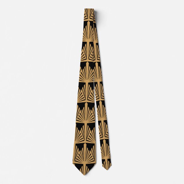 Cravate Motif Gold et Black Art Déco (Devant)
