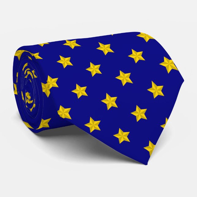 Cravate Motif Gold Stars, Bleu Marine, Exclusive (Roulé)