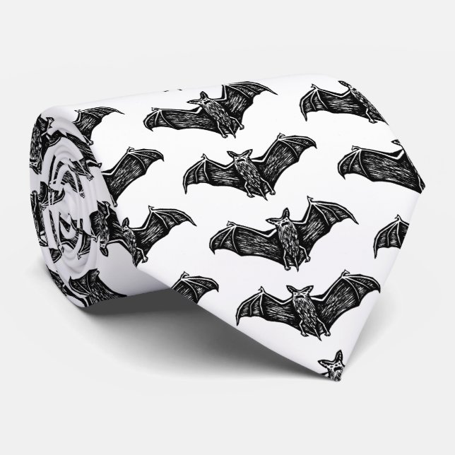 Cravate Motif gothique noir et blanc (Roulé)