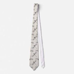 Cravate Motif gris de libellule