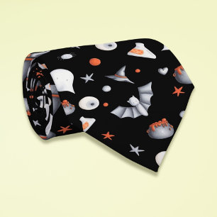 Cravate Motif Halloween Black Witch Ghosts