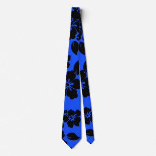 Cravate Motif Hawaïen bleu foncé