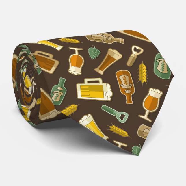 Cravate Motif Icônes de bière (Roulé)