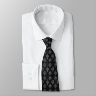 Cravate Motif Intriqué Noir Foncé