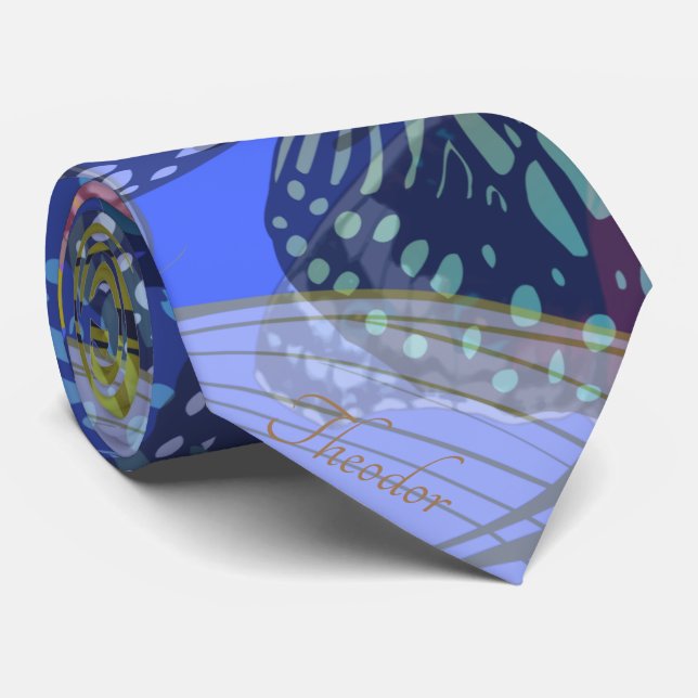 Cravate Motif jaune Bleu Bleu Chic Gold (Roulé)