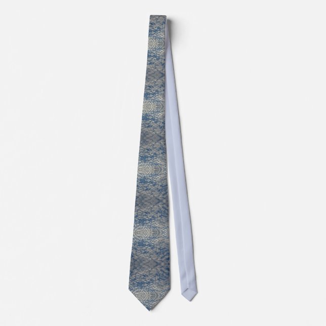 Cravate Motif kaléidoscope blanc bleu marine conservateur (Devant)