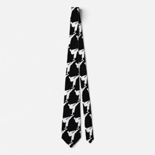 Cravate Motif kickbox art martial noir et blanc