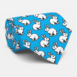 Cravate Motif lapins - noir et blanc avec ciel bleu