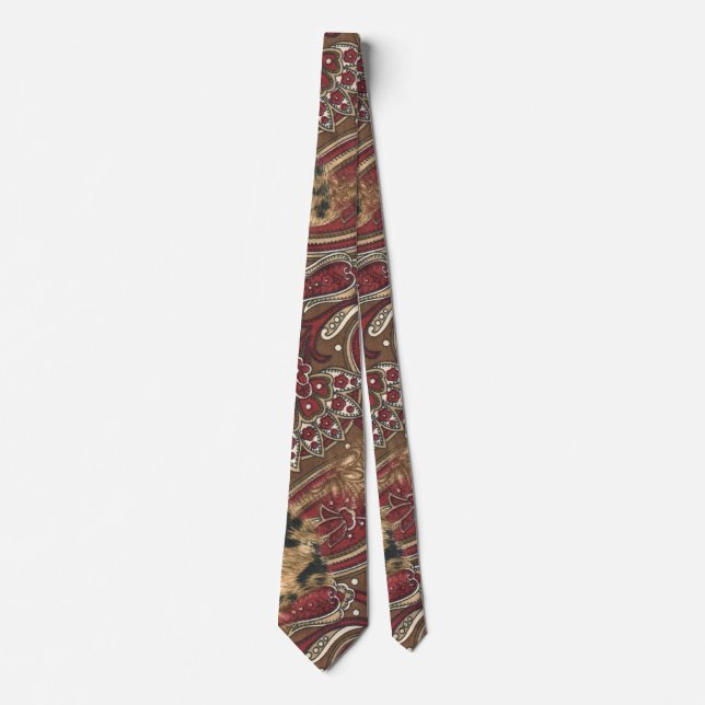 Cravate Motif Leopard et Paisley (Devant)