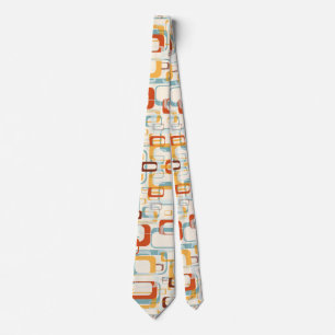 Cravate Motif les années 70 Rétro Dans Les Tons Bleu Ora