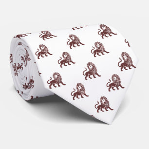 Cravate Motif Lion - Brown foncé sur blanc