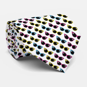 Cravate Motif Lunettes de soleil de chat rétro