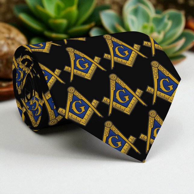 Cravate Motif maçonnique noir et blanc (Créateur téléchargé)
