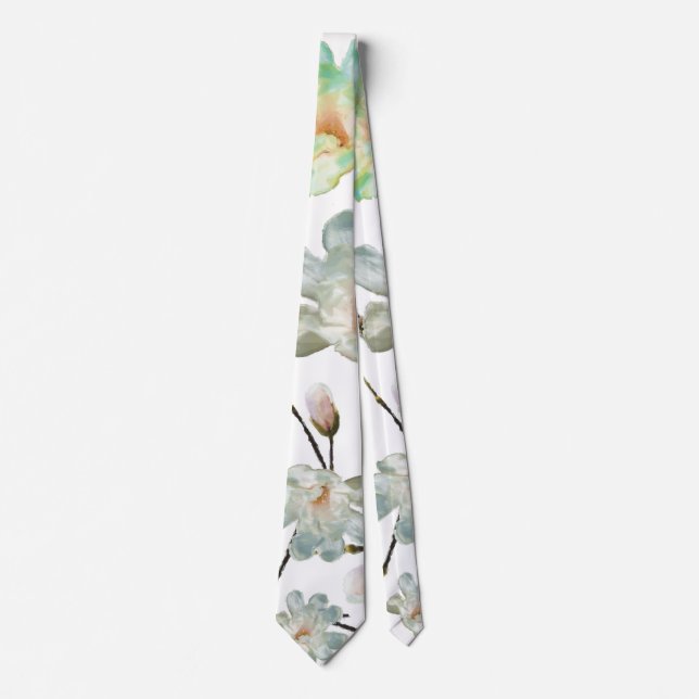 Cravate Motif Magnolia (Devant)
