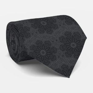 Cravate motif mandala ethnique noir