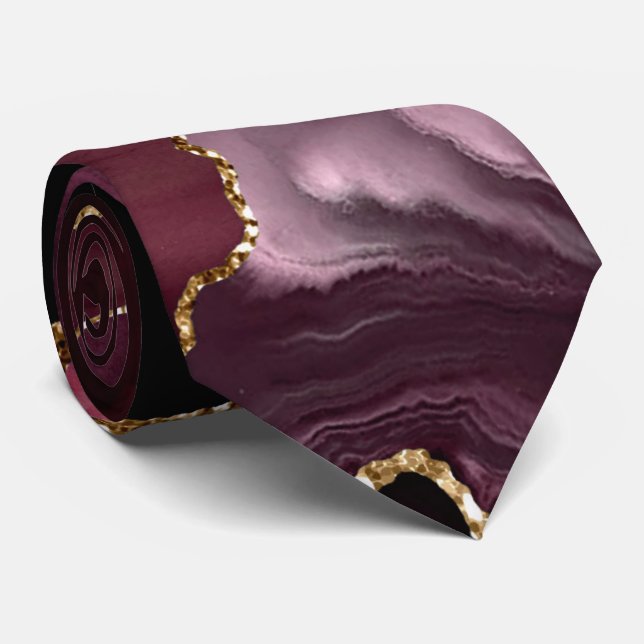 Cravate Motif Mariage Agate Burgundy (Roulé)
