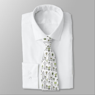 Cravate Motif mignon d'alpaga et de cactus
