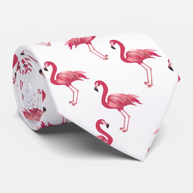 Cravate Motif mignon de flamant de rose de plage (Roulé)